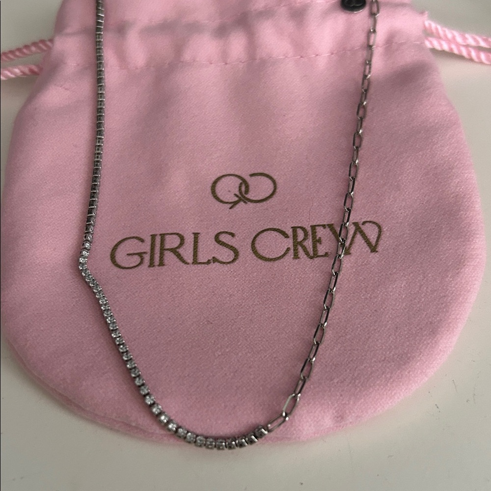 Girls crew silver plated necklace